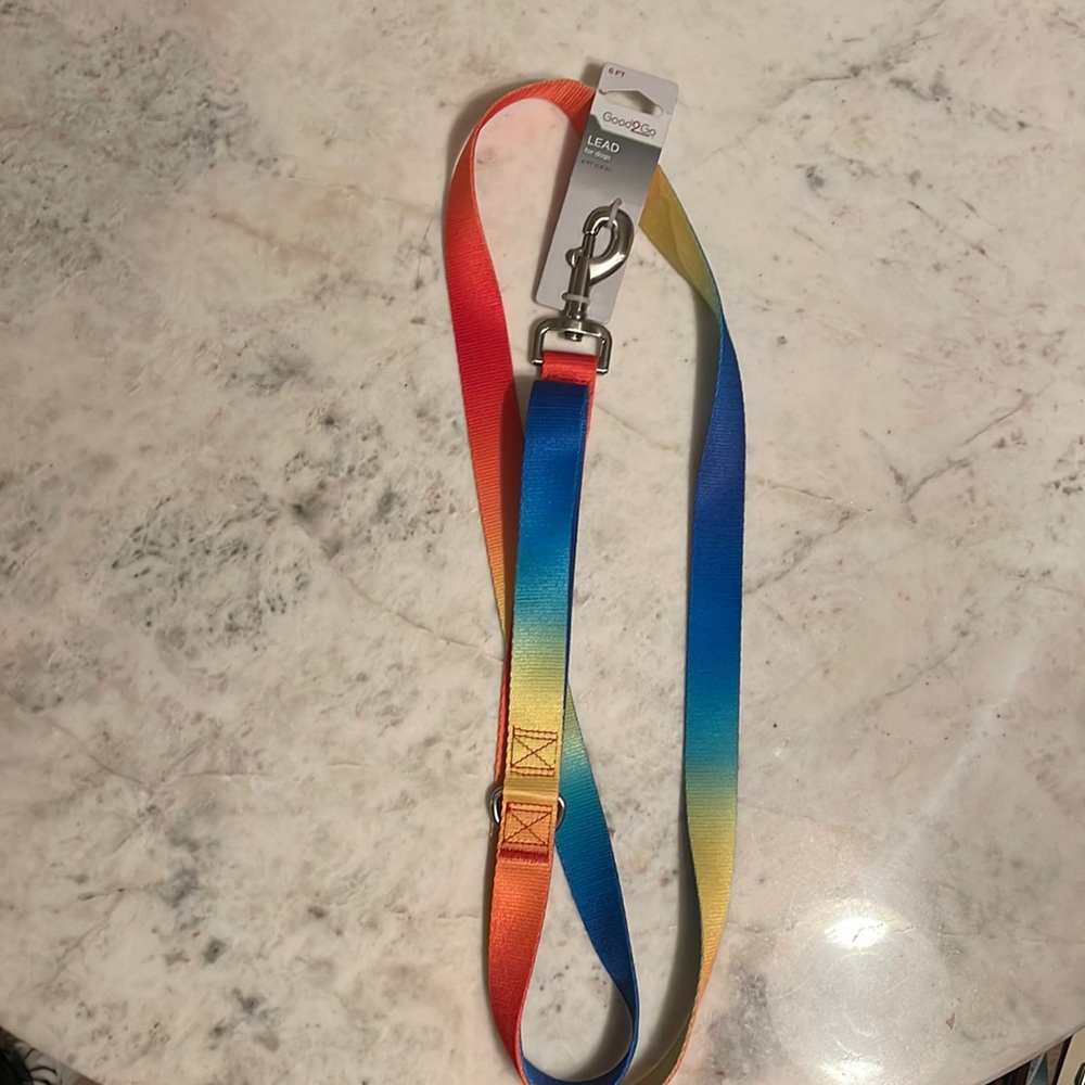 NEW Rainbow colored Dog lead/leash, 6’ length